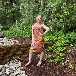 1950s Silk MACYS California Floral Wiggle Dress, Hand Sequined Beaded dress